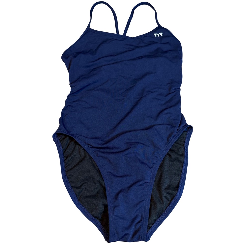 TYR Durafast One Solid Cutoutfit Swimsuit Navy Blue Women Size 36 L TFSOD7A
